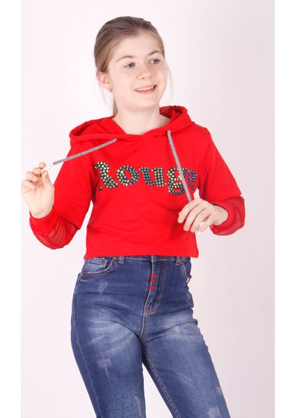 Kız Çocuk Rouge Baskılı Kapüşonlu Sweatshirt
