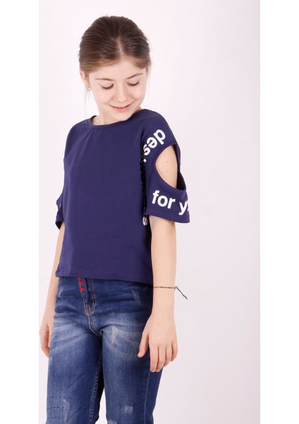 Kız Çocuk Kol Detaylı T-Shirt fiyatları