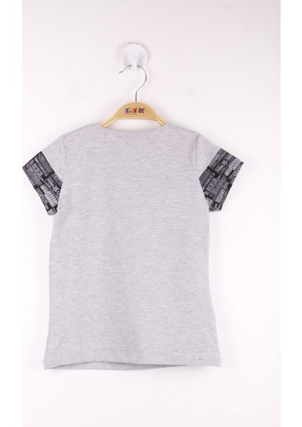 Kız Çocuk Çerçeve Baskılı Taş İşlemeli T-Shirt