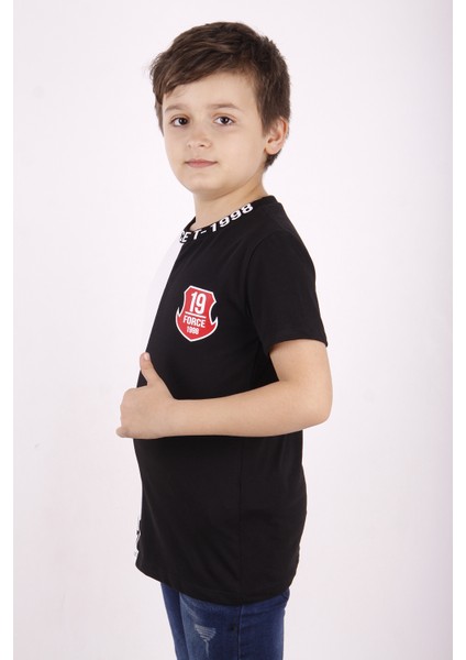 Erkek Çocuk Force Baskılı Parçalı T-Shirt