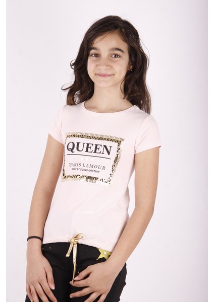 Kız Çocuk Queen Varak Leoapar Baskılı T-Shirt
