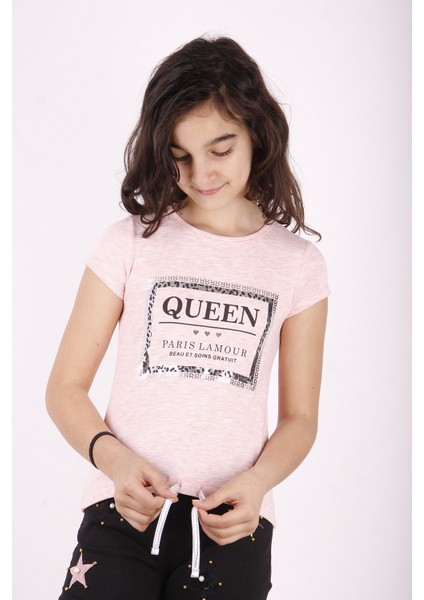 Kız Çocuk Queen Varak Leoapar Baskılı T-Shirt