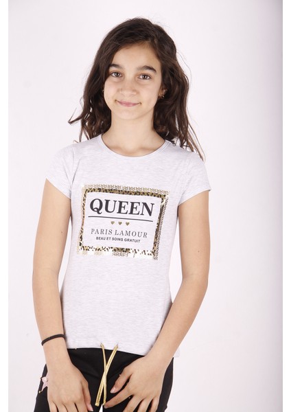 Kız Çocuk Queen Varak Leoapar Baskılı T-Shirt