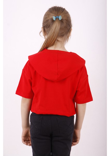 Kız Çocuk Baskılı Kapüşonlu T-Shirt modelleri