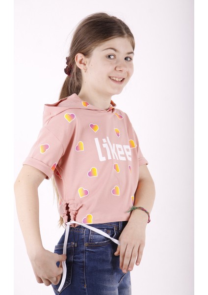 Kız Çocuk Likee Baskılı Kapüşonlu T-Shirt fiyatları