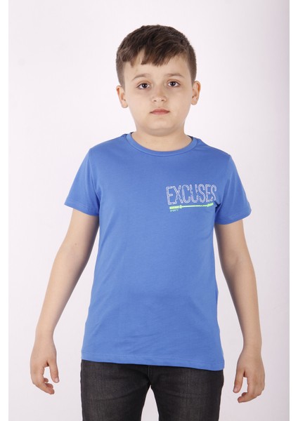 Erkek Çocuk Excuses Baskılı Cepli T-Shirt