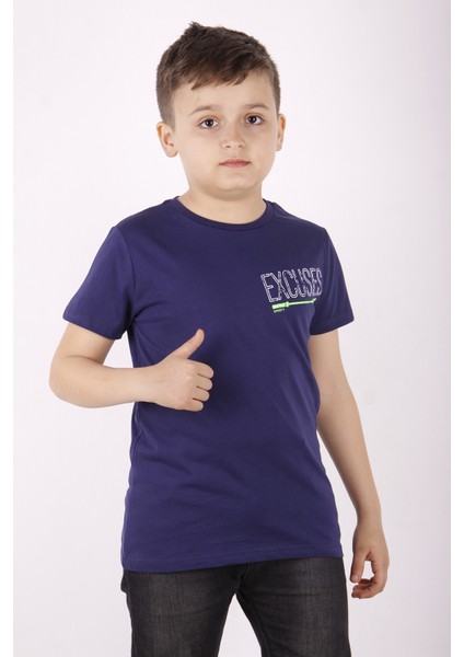 Erkek Çocuk Excuses Baskılı Cepli T-Shirt