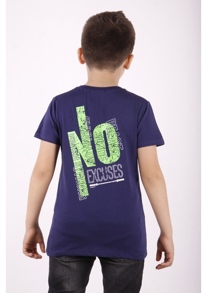 Erkek Çocuk Excuses Baskılı Cepli T-Shirt