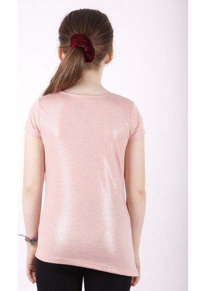 Kız Çocuk Yıldız Baskılı Kesik Cep Detaylı T-Shirt modelleri