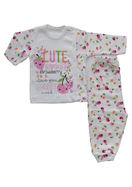 Kirazlı Desen Penye 2'li Kız Pijama Takımı