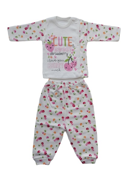 Kirazlı Desen Penye 2'li Kız Pijama Takımı