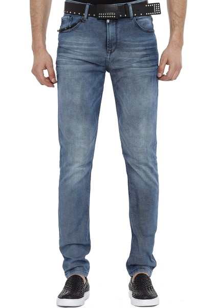 Cipo&Baxx CD374 Slim Fit Dar Paça Jean Mavi Erkek Kot Pantolon