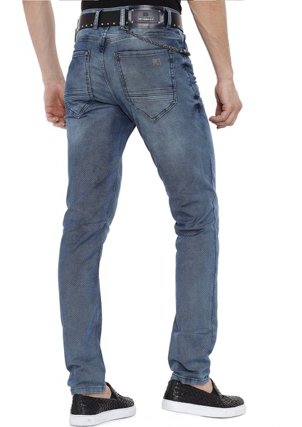 Cipo&Baxx CD374 Slim Fit Dar Paça Jean Mavi Erkek Kot Pantolon