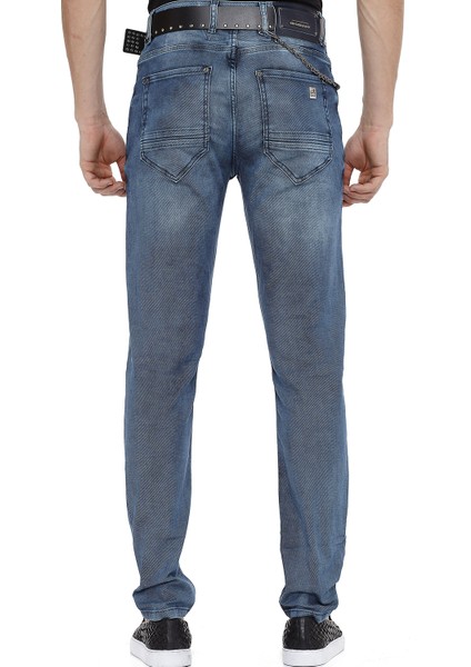 Cipo&Baxx CD374 Slim Fit Dar Paça Jean Mavi Erkek Kot Pantolon