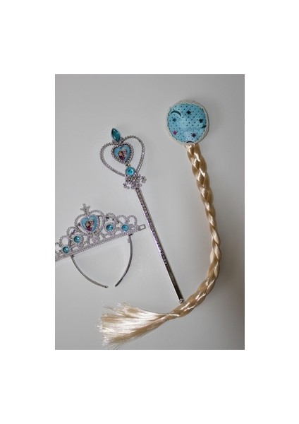 Karlar Ülkesi Frozen Elsa Taç Asa Saç Set