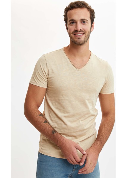 Slim Fit V Yaka Basic Kısa Kollu Tişört M4791AZ20SP