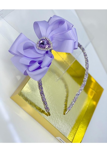 Lila Kristal Taşlı Luxury Anne Kız Çocuk Tak Çıkar Taç
