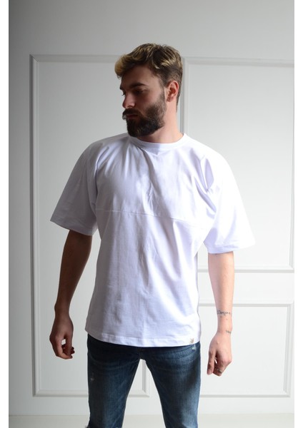 Oversized Beyaz Erkek T-Shirt Xl