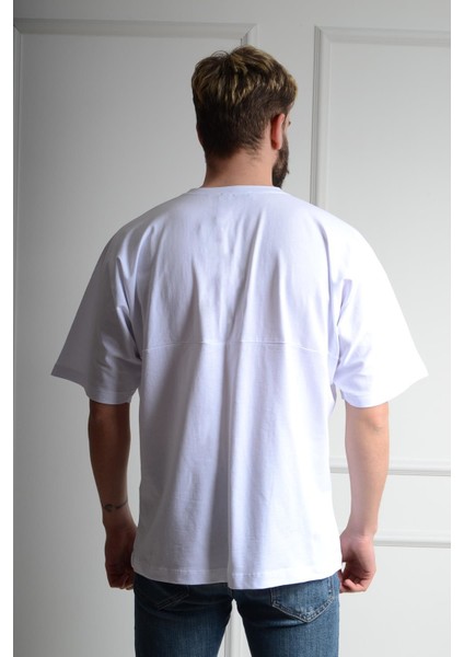 Oversized Beyaz Erkek T-Shirt Xl