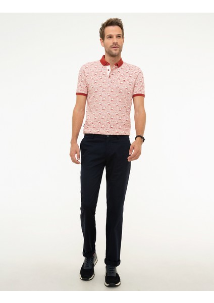 Erkek Kiremit Slim Fit Desenli Polo Yaka Tişört 50200308-VR031 fırsatları