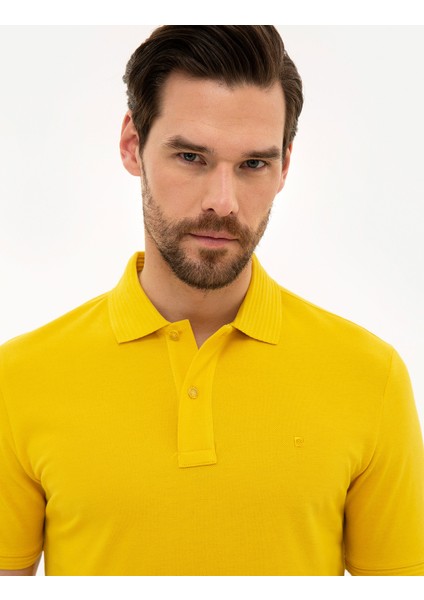 Erkek Sarı Slim Fit Polo Yaka Basic Tişört 50218589-VR043 fiyatları