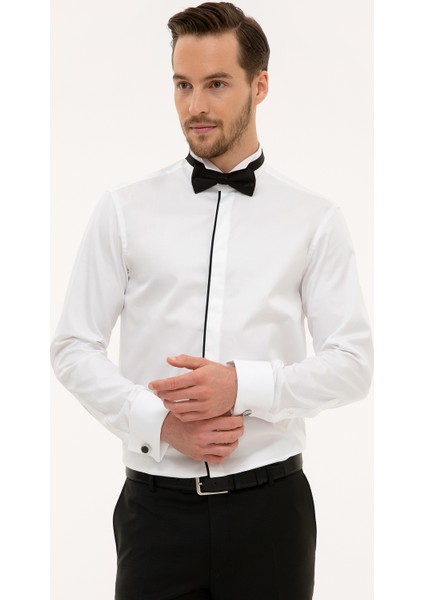 Erkek Beyaz Slim Fit Smokin Gömlek 50222960-VR013 fiyatları