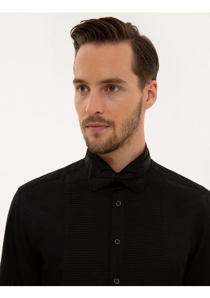 Erkek Siyah Slim Fit Smokin Gömlek 50222994-VR046 fiyatları