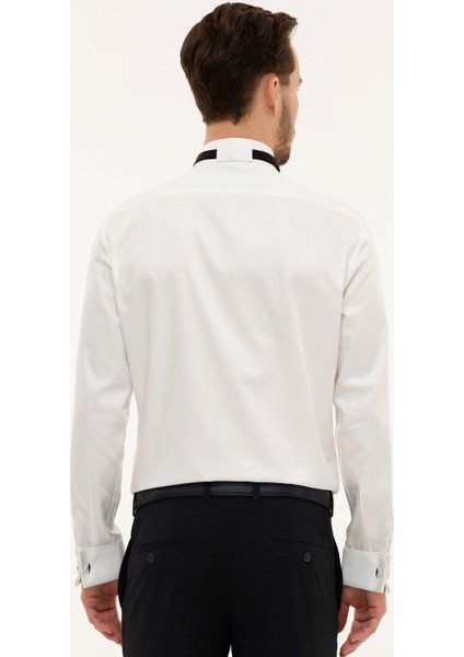Erkek Ekru Slim Fit Smokin Gömlek 50223080-VR019
