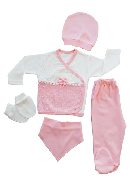 Fiyonklu Dantelli Kız 5'li Zıbın Set