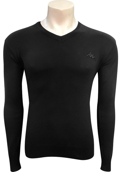 V Yaka Triko Palong Siyah