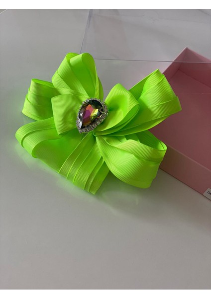 Neon Yeşil Kristal Taşlı Fiyonklu Klipsli Toka modelleri