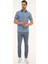 Erkek Mavi Slim Fit Baskılı Polo Yaka Tişört 50220880-VR036 4