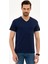Erkek Lacivert Slim Fit Basic Tişört 50218576-VR033 2