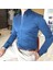 İtalyan Stil Slim Fit Dik Yaka Saten Erkek Gömlek Lacivert T4752 3