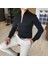 İtalyan Stil Slim Fit Dik Yaka Saten Erkek Gömlek Siyah T4739 1