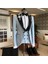 İtalyan Kesim Ceket Yelek Pantolon Mavi Damatlık Set T3461 2