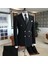 İtalyan Stil Kruvaze Ceket Pantolon Takım Elbise Siyah T4340 2