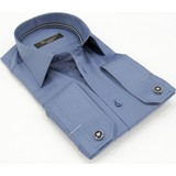 Dicotto İndigo Micro Kumaş Kol Düğmeli Slim Fit Düz Renk Gömlek - 201-5