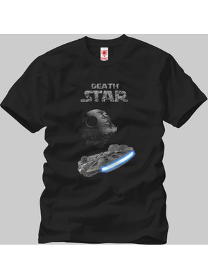 Crazy Star Wars Death Star vs Falcon Erkek T-Shirt