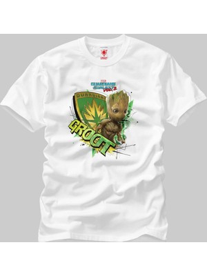 Crazy Guardians Of The Galaxy Vol 2 Groot With Badge Erkek T-Shirt