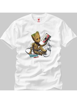 Crazy Guardians Of The Galaxy Vol 2 Groot With Tape Erkek T-Shirt