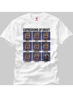 Crazy Expressions Of Groot Erkek T-Shirt