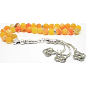 Çizgili Akik Taşı Tesbih Gerçek Doğal Taş Tespih