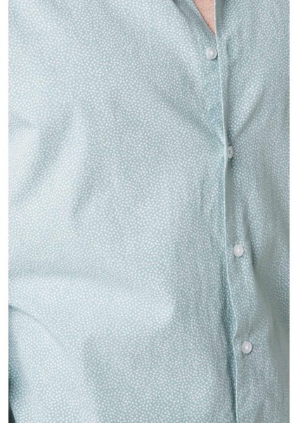 Erkek Modern Fit Mikro Desenli Gömlek Mint