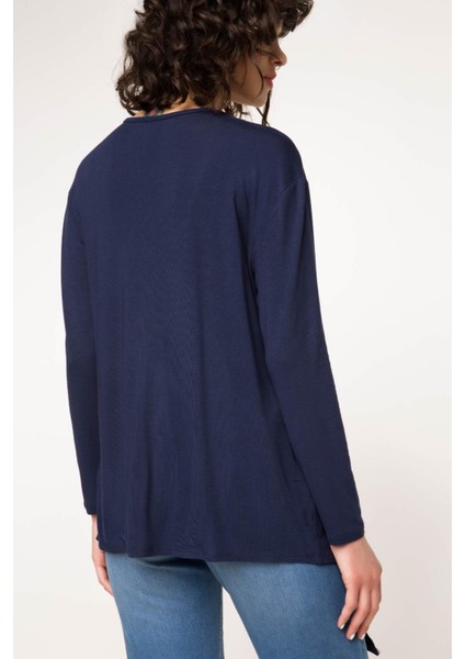 Kadın Önden Bağlamalı Hırka Lacivert modelleri