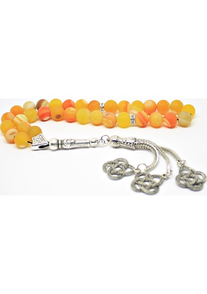 Çizgili Akik Taşı Tesbih Gerçek Doğal Taş Tespih