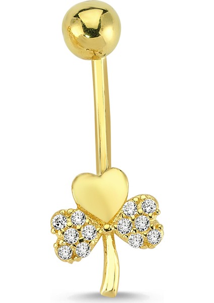 Altınsepeti Altın Kalpli Yonca Göbek Piercing As10Pc