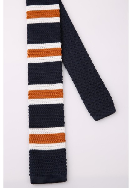 Lacivert Çizgili Örgü Kravat 8152