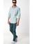 Erkek Modern Fit Mikro Desenli Gömlek Mint 2