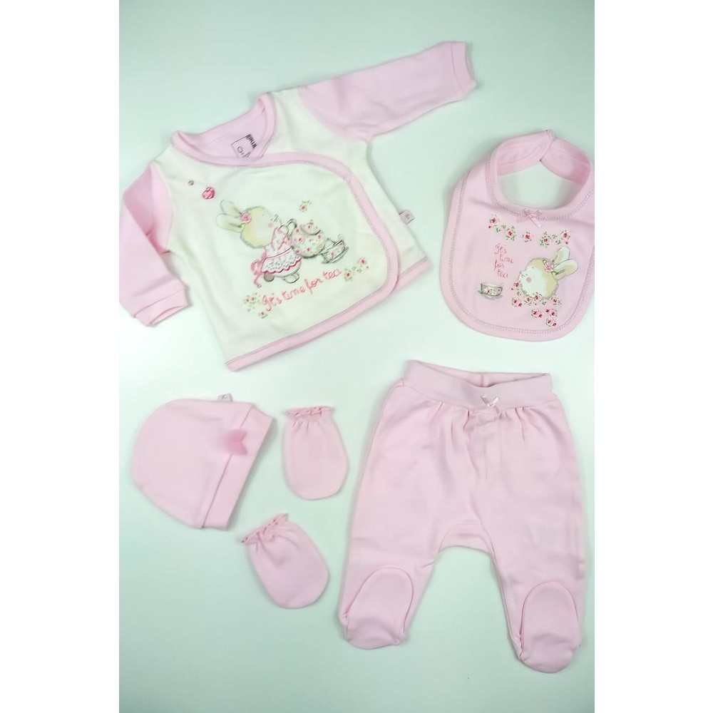 Caramell Kız Bebek Ayıcıklı Yeni Doğan 5 Parça Hastane